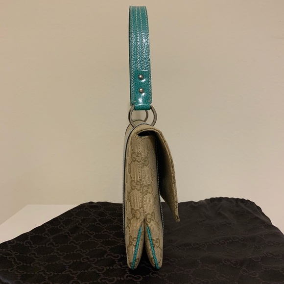 Gucci Canvas/Leather Flap Satchel Limited Turqu - Picture 3 of 12